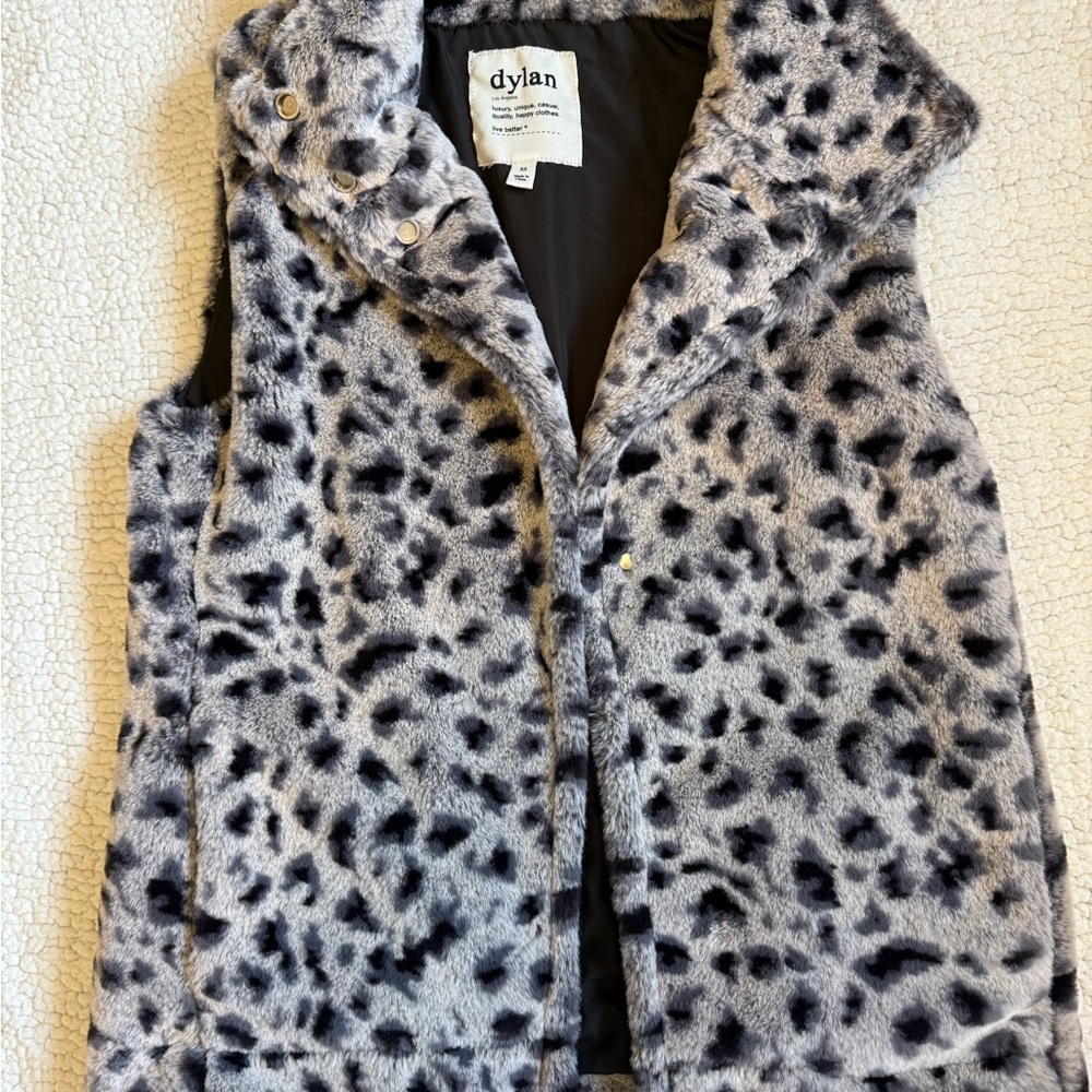 Dylan Leopard Print Faux Fur Vest XS